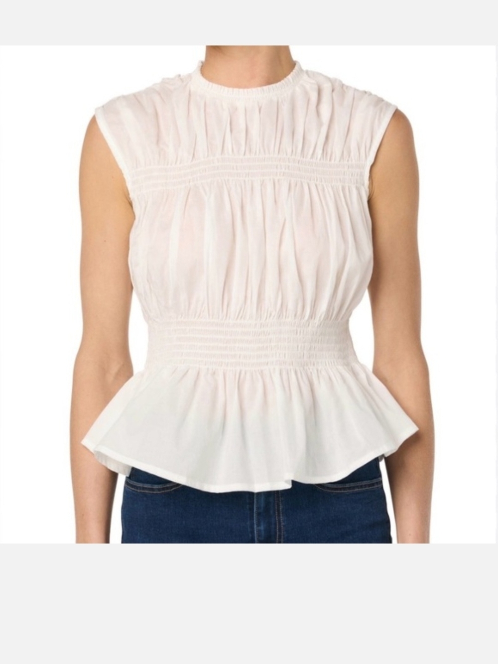 Joe's Jeans White Smocked Peplum Sleeveless Blouse